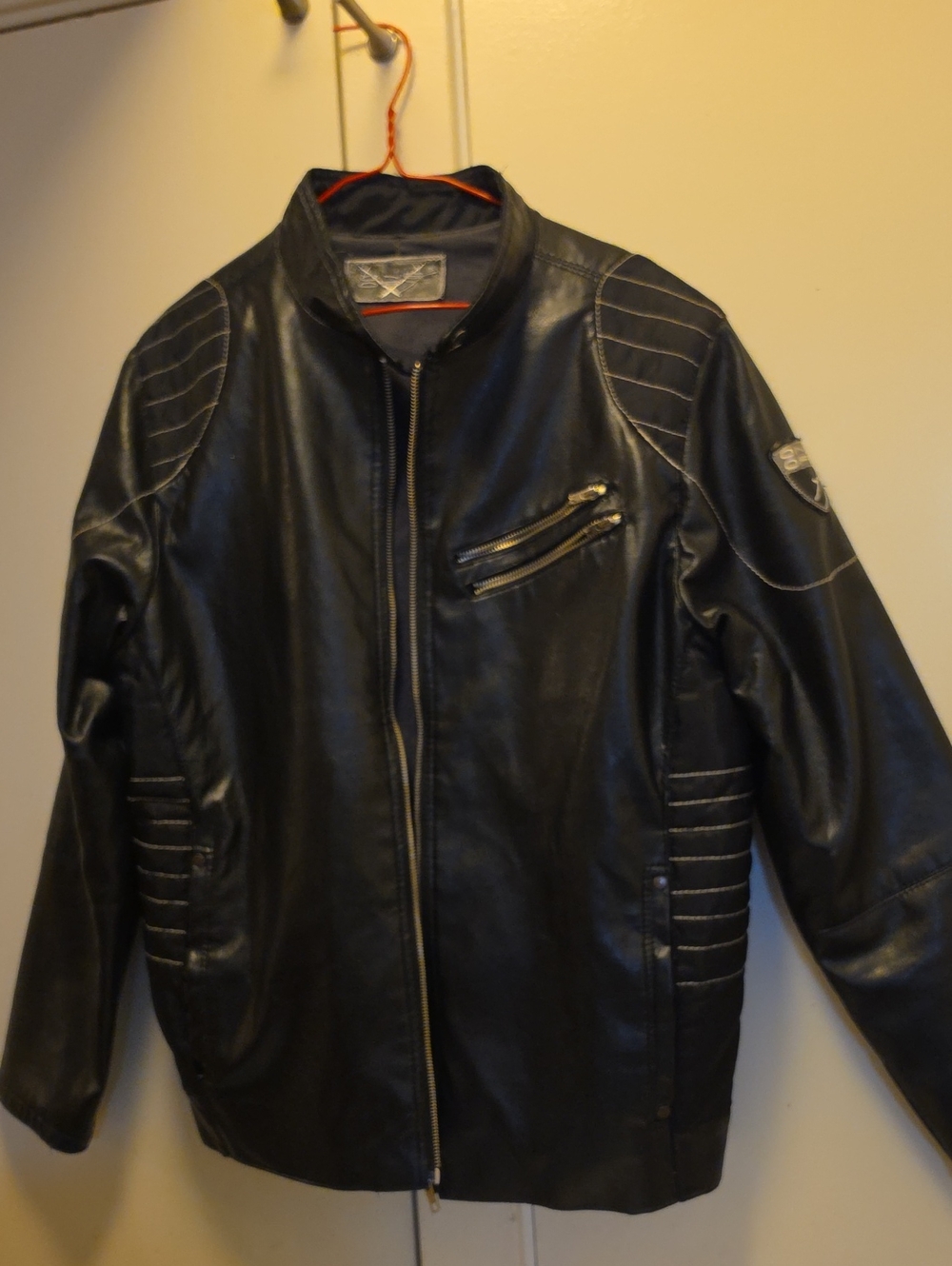 One Off SO Black Quilted Sleeve Leather Bomber Jacket